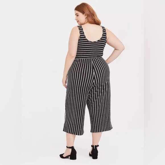 Torrid Black & White Stripe Rib Culotte Jumpsuit - Picture 3 of 8